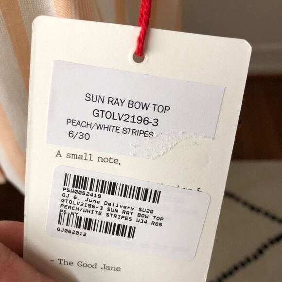 NWT The Good Jane Sun Ray Bow Top Peach S - Picture 7 of 10